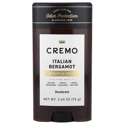 Product Image for Cremo, Deodorant, Italian Bergamot, 2.65 oz (75 g)