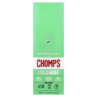 Chomps, Jalapeño Beef Sticks, Medium, 24 Sticks, 1.15 oz (32 g) Each