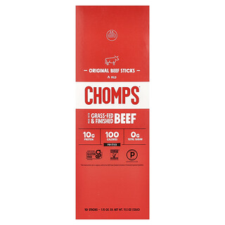 Chomps, Original Beef Sticks, Mild, 10 Sticks, 1.15 oz (32 g) Each
