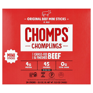 Chomps, Chomplings®, Original Beef Mini Sticks, Mild, 24 Sticks, 0.5 oz (14 g) Each