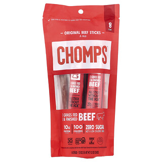 Chomps, Original Beef Sticks, Mild, 8 Sticks, 1.15 oz (32 g) Each