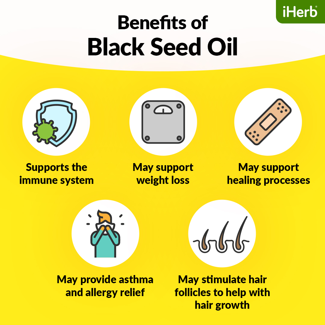 Black seed oil benefits infographic