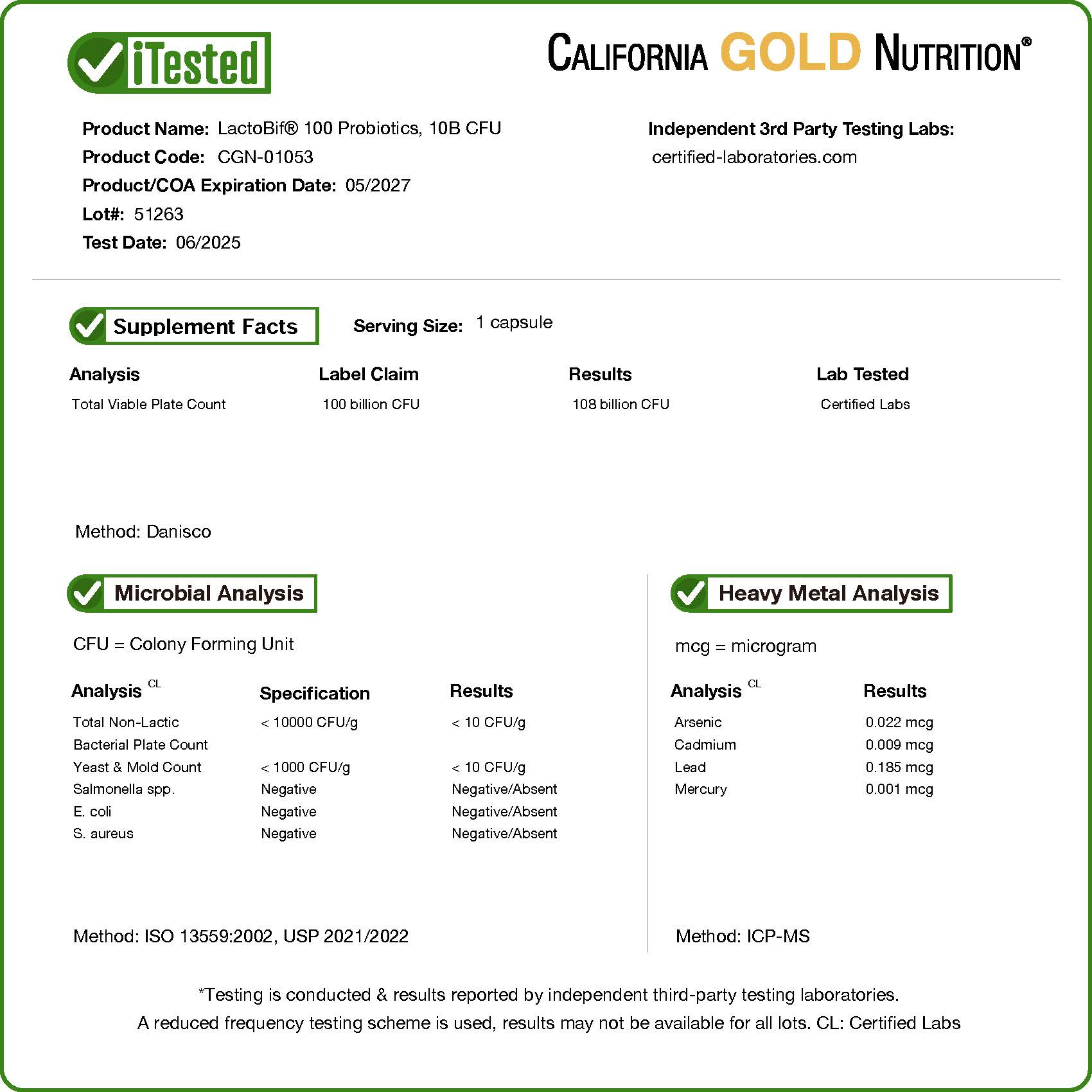 LactoBif®（ラクトビフ）100プロバイオティクス、1,000億CFU、ベジ