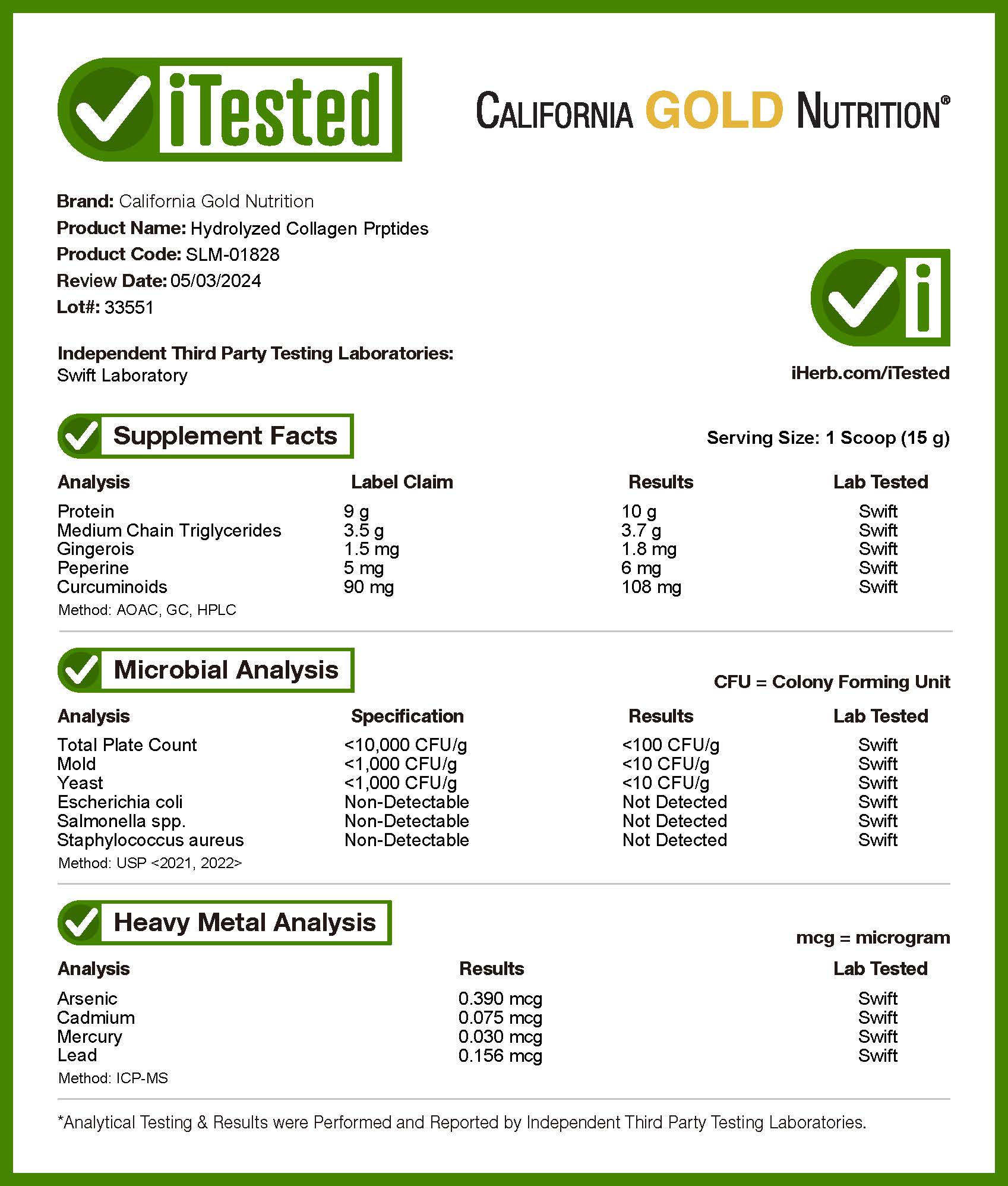 Hydrolyzed Collagen Peptides with Turmeric, MCT, and Ginger, 14.1 ...