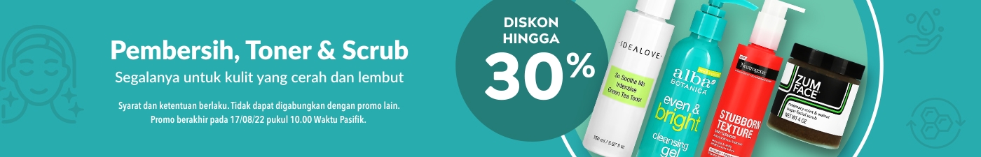 DISKON HINGGA 30% PEMBERSIH, TONER & SCRUB