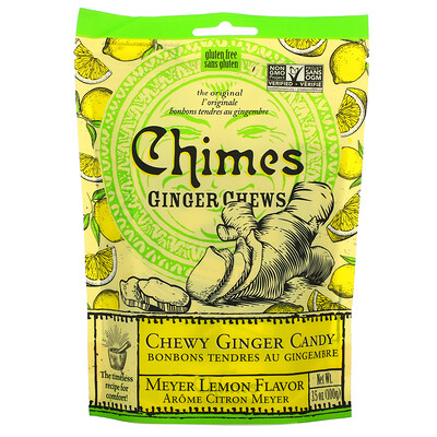 Chimes Ginger Chews, Meyer Lemon Flavor, 3.5 oz (100 g)