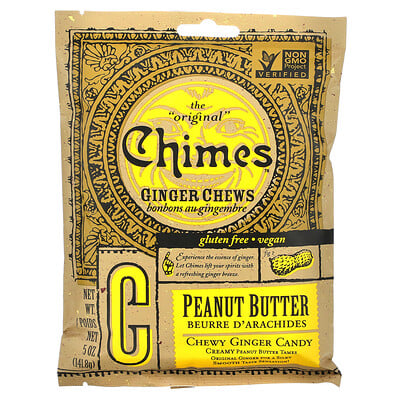 

Chimes, Ginger Chews, Peanut Butter, 5 oz (141.8 g)