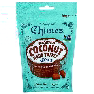 Chimes, Tofe duro de coco tostado con sal marina, 100 g (3,5 oz)