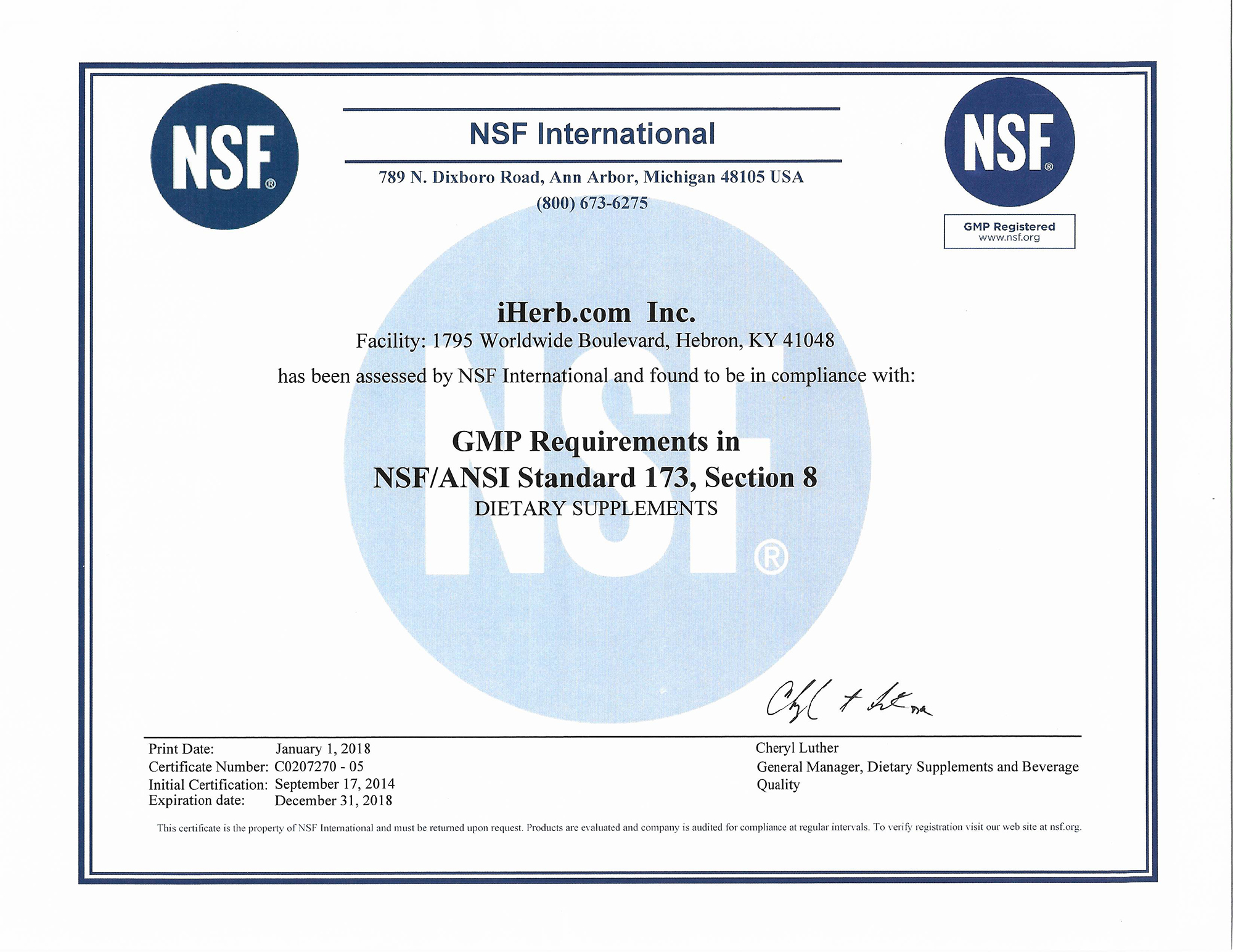 GMP Certificate