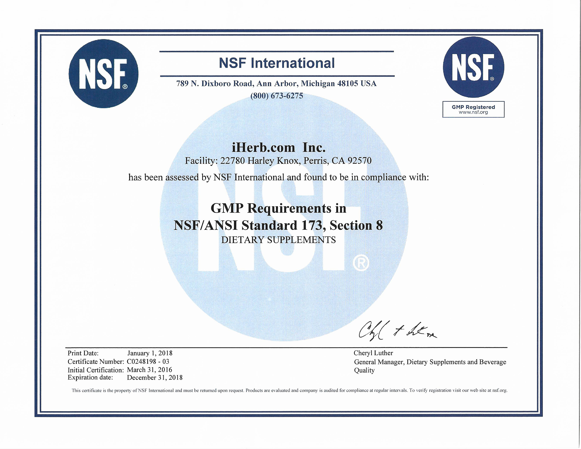 GMP Certificate
