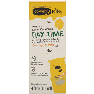 Comvita Kids, Day-Time Soothing Syrup with Ivy Leaf, UMF 10+ Manuka Honey, Orange Flavor, 4 fl oz (118 ml)