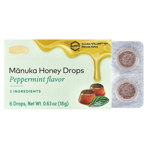Comvita Manuka Honey Drops, Peppermint, 6 Drops, 0.63 oz (18 g)