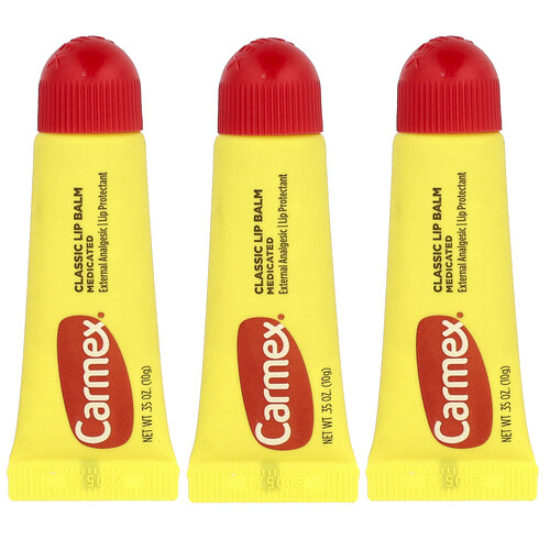 Carmex Classic Lip Balm, Medicated, 3 Tubes, 0.35 oz (10 g) Each