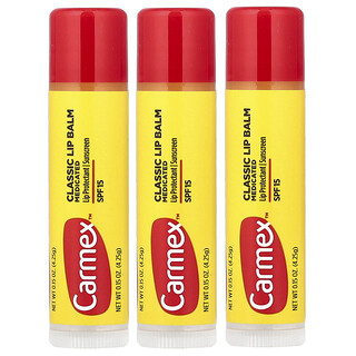Carmex, 经典润唇膏，医级，SPF 15，3 支，每支 0.15 盎司（4.25 克）
