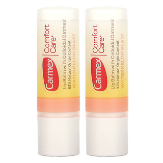 Carmex, Îngrijire confortabilă, balsam de buze cu fulgi de ovăz coloidal, pepene verde, 2 batoane, 0,15 oz (4,25 g) fiecare