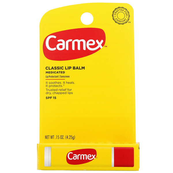 Carmex, ΠΊΠ»Π°ΡΡΠΈΡΠ΅ΡΠΊΠΈΠΉ Π±Π°Π»ΡΠ·Π°ΠΌ Π΄Π»Ρ Π³ΡΠ±, Π»Π΅ΡΠ΅Π±Π½ΡΠΉ Ρ SPF 15, 4,25 Π³ (0,15 ΡΠ½ΡΠΈΠΈ)