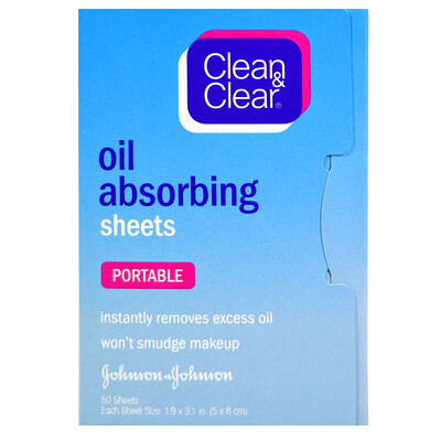 Clean & Clear Салфетки, впитывающие масло, дорожные, 50 салфеток