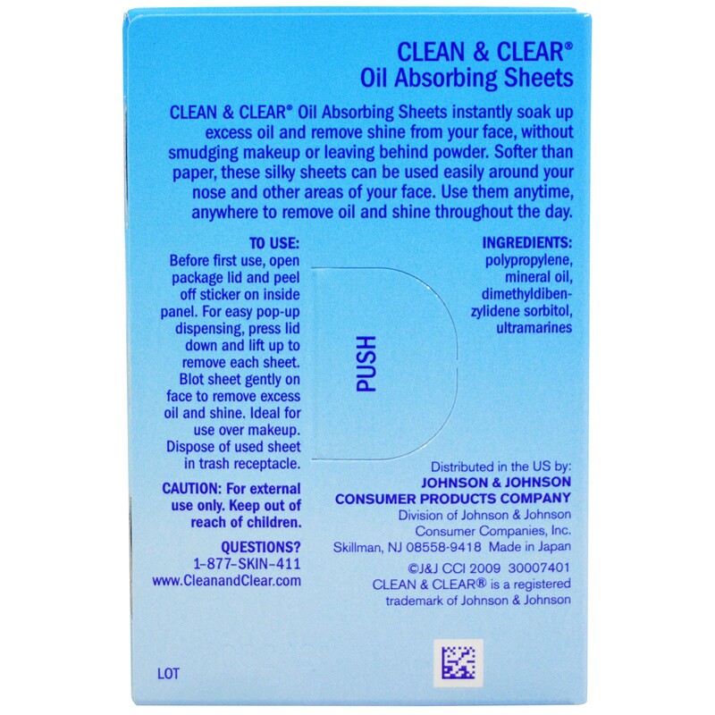 Clean & Clear, Oil Absorbing Sheets, Portable, 50 Sheets iHerb