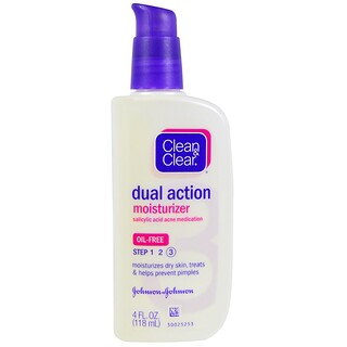 Clean & Clear, Dual Action Moisturizer, Salicylic Acid Acne Medication, 4 fl oz (118 ml)