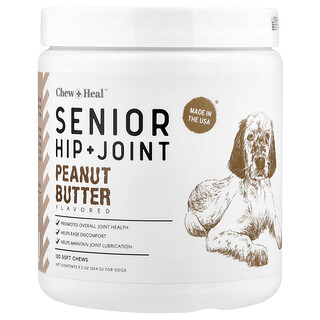 Chew + Heal, Senior Hip + Joint, For Dogs, Peanut Butter, 120 Soft Chews, 9.3 oz (264 g)