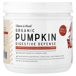 Chew + Heal, Organic Pumpkin Digestive Defense, For Dogs, 16 oz (454 g)