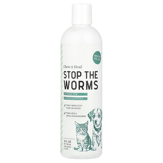 Chew + Heal, Stop The Worms, matolääke pennuille ja kissanpennuille, 355 ml