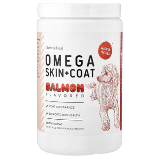 Chew + Heal, Omega 皮毛幫助配方，貓狗專用，鮭魚味，180 片咀嚼軟片，18 盎司（513 克）