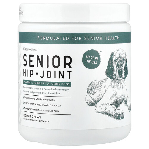 Chew + Heal, Senior Hip + Joint, For Dogs, 120 Soft Chews, 9.3 oz (264 g)