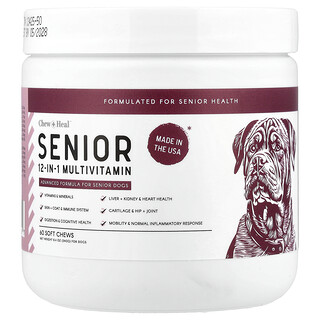 Chew + Heal, Senior 12-in-1 Multivitamin, For Dogs, 60 Soft Chews, 8.4 oz (240 g)