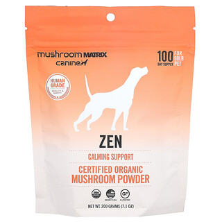 Mushroom Matrix Canine, Zen, Certified Organic Mushroom Powder, For 50 lb Pet, For Dogs and Cats, 7.1 oz (200 g)