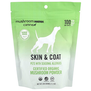 Mushroom Matrix Canine, Certified Organic Mushroom Powder, Skin & Coat, For Cats and Dogs, 7.1 oz (200 g)