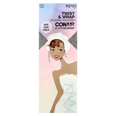 Conair, Toalla remera Twist & Wrap, 1 toalla