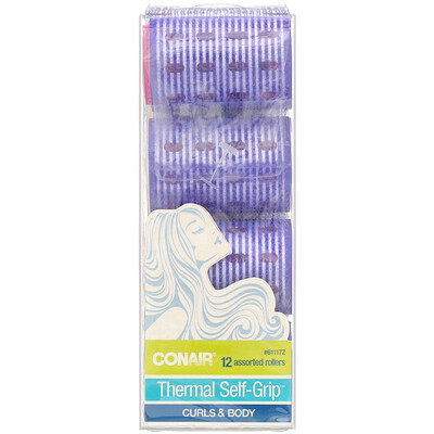 Conair Curls & Body, самозахватывающие термобигуди, 12 шт. разных размеров