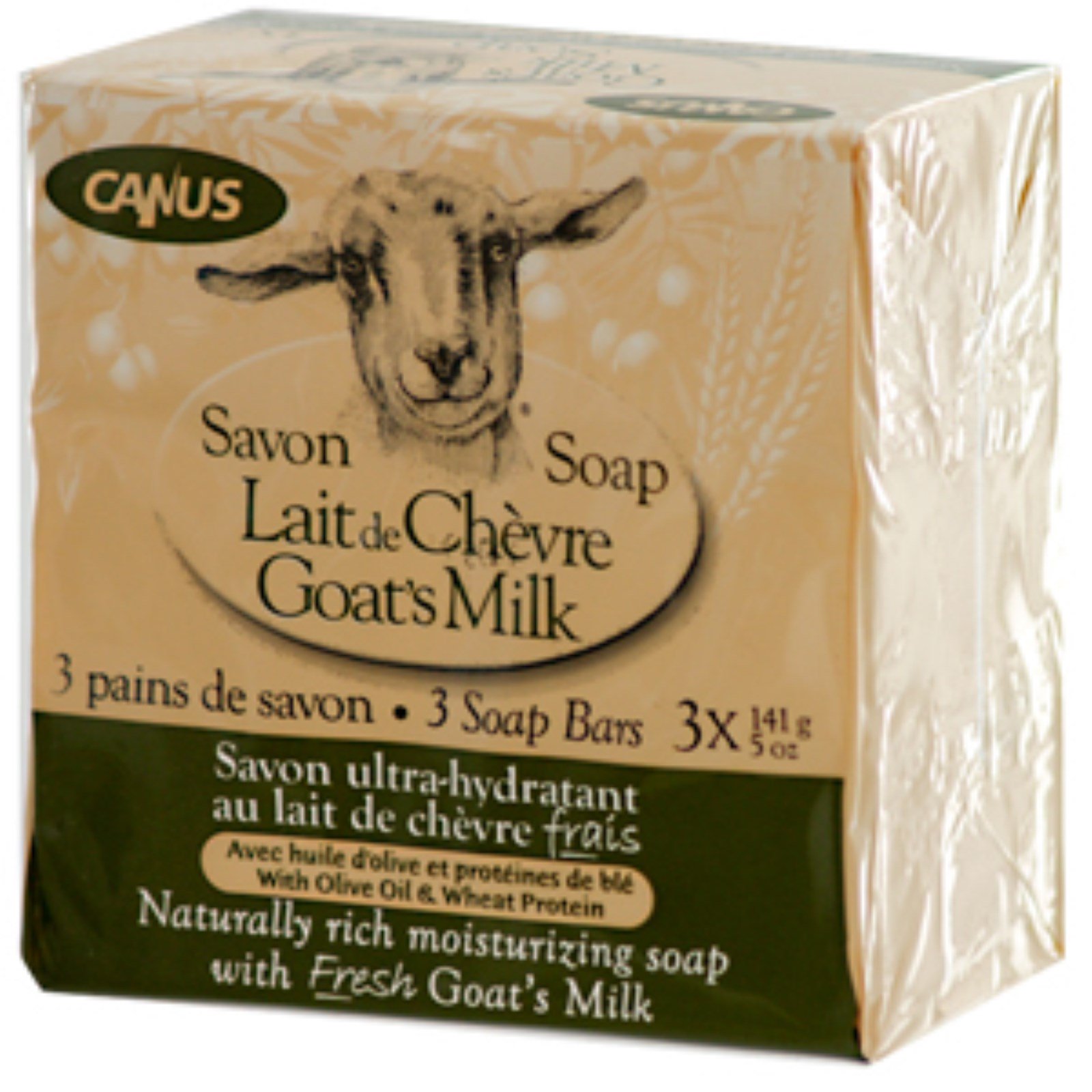 Canus goat's Milk bar soap with olive Oil and Wheat protein - 3 pack (779242039788)