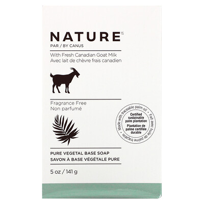 Купить Nature by Canus Pure Vegetal Base Soap with Fresh Canadian Goat Milk, Fragrance Free, 5 oz (141 g)