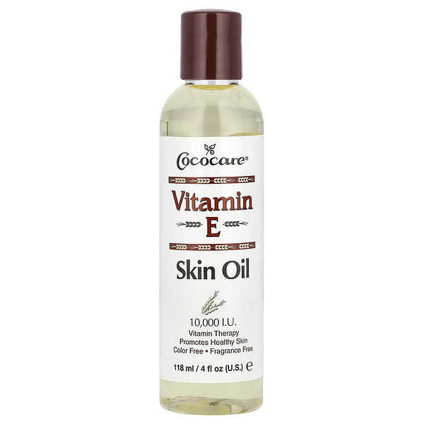 Cococare Vitamin E Skin Oil, Fragrance Free, 10,000 I.U., 4 fl oz (118 ml)