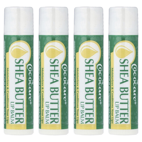 Cococare Shea Butter Lip Balm, 4 Pack, 0.15 oz (4.2 g) Each