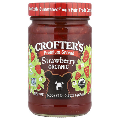 Crofter's Organic, Crema para untar orgánica prémium, Fresa, 468 g (16,5 oz)
