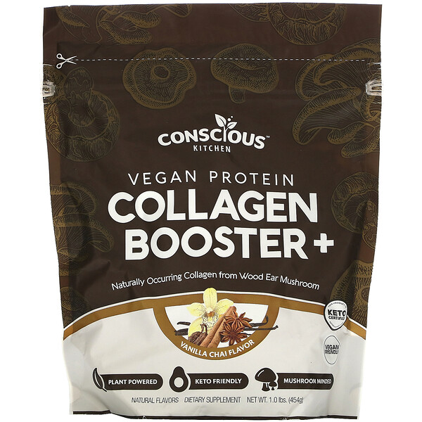 Conscious Kitchen‏, Vegan Protein Collagen Booster+, Vanilla Chai, 1.0 lbs (454 g)
