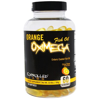 Controlled Labs Апельсиновый рыбий жир OxiMega с цитрусовым вкусом, 120 мягких желатиновых капсул