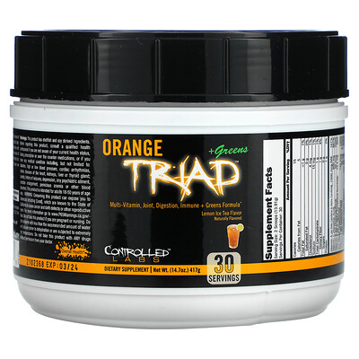 

Controlled Labs Orange Triad + Greens, холодный чай с лимоном, 417 г (14,7 унции)