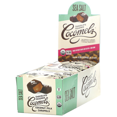

Cocomels Органический продукт, карамель из кокосового молока в шоколаде, морская соль, 15, 1 унц. (28 г) каждая