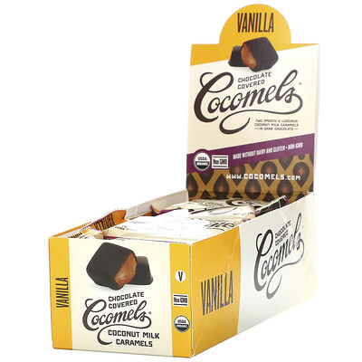 

Cocomels Органический продукт, карамель из кокосового молока в шоколаде, ваниль, 15 шт, 1 унц. (28 г) каждая