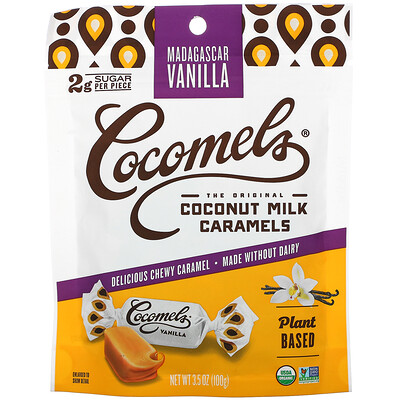 Купить Cocomels карамель на кокосовом молоке, мадагаскарская ваниль, 100 г (3, 5 унции)