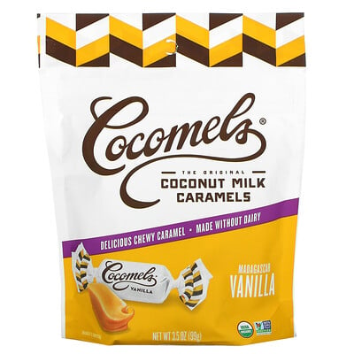 Cocomels карамель на кокосовом молоке, мадагаскарская ваниль, 100 г (3,5 унции)
