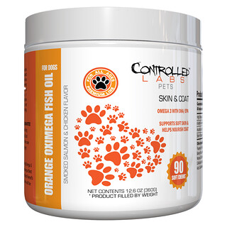 Controlled Labs Pets, Orange Oximega Fish Oil for Dogs, Smoked Salmon & Chicken, 90 Soft Chews