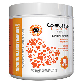 Controlled Labs Pets, Orange AllergyImmune for Dogs, Smoked Beef Liver, 90 Soft Chews