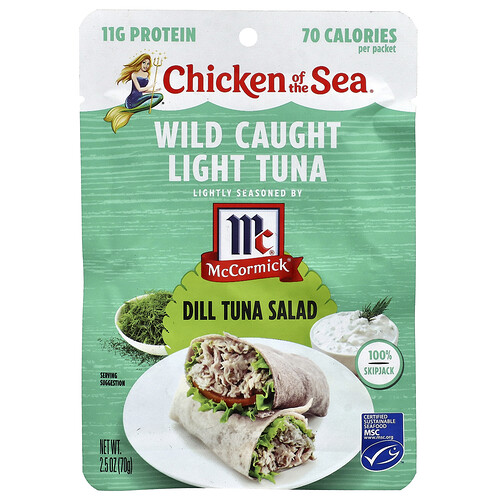Chicken Of The Sea Wild Caught Light Tuna, Dill Tuna Salad, 2.5 oz (70 g)