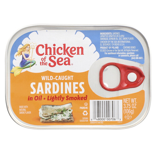 Chicken Of The Sea Wild-Caught Sardines in Oil, Lightly Smoked, 3.75 oz (106 g)