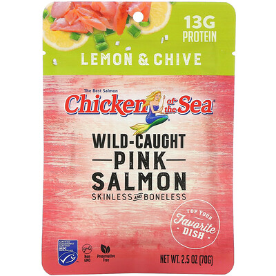 Chicken of the Sea Wild-Caught Pink Salmon, Lemon & Chive, 2.5 oz ( 70 g)